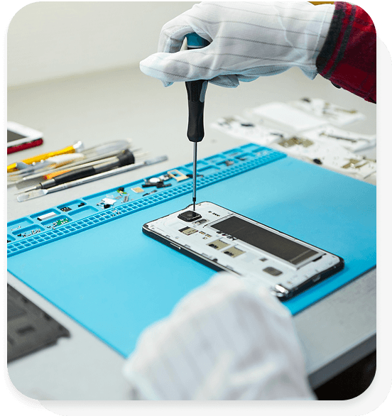 Technician repairing a phone