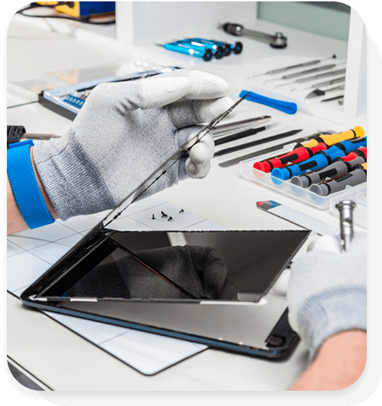 Technician repairing a tablet