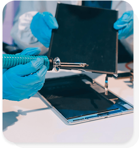 Technician repairing a tablet